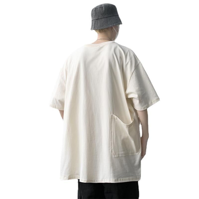 Cotton workwear, quarter t-shirt for men, simple and loose, trendy brand, versatile solid color casual base, short_voghion.com