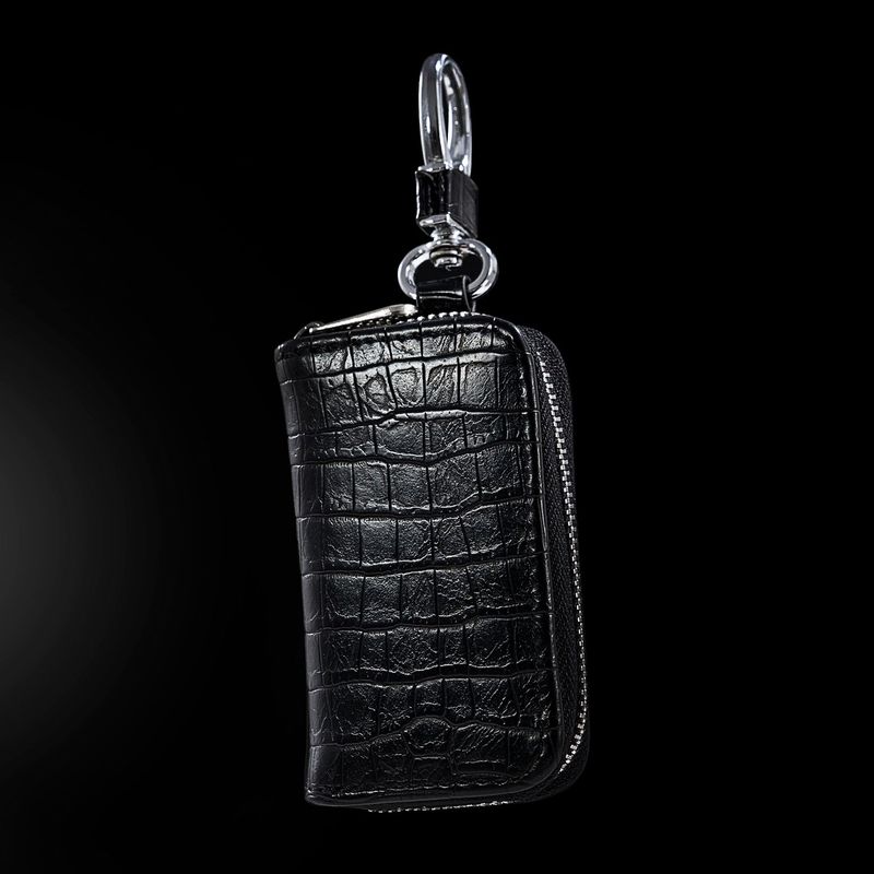 New Men's Crocodile Pattern Car Stylish Business Zipper Keychain Waist Hanging Key Case_voghion.com