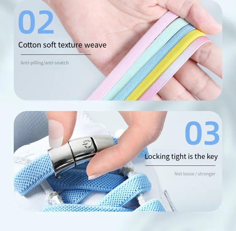 Nuovi Lacci Press Lock senza lacci Lacci elastici Sneaker 8MM Lacci piatti allargati senza lacci Lacci per scarpe per bambini per adulti per_voghion.com