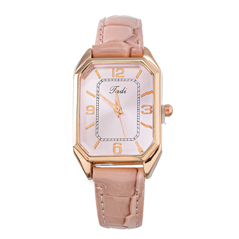 Pinduoduo 2024 Trendy New Bright Belt Women's Square Fashion Digital Scale Quartz Watch_voghion.com