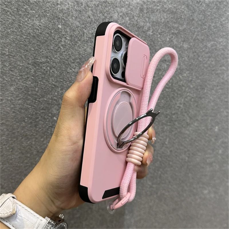 Rotating Ring Holder Lanyard Case For Iphone 16 17Pro Max 15 14 Plus 11 13 12 Wrist Strap Bracket Slide Camera_voghion.com