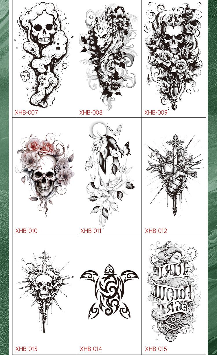 40 styles de tatouages temporaires imperméables – Faux tatouages pour bras complet pour hommes/femmes, autocollants d'art corporel DIY (210 mm x 114 mm)_voghion.com