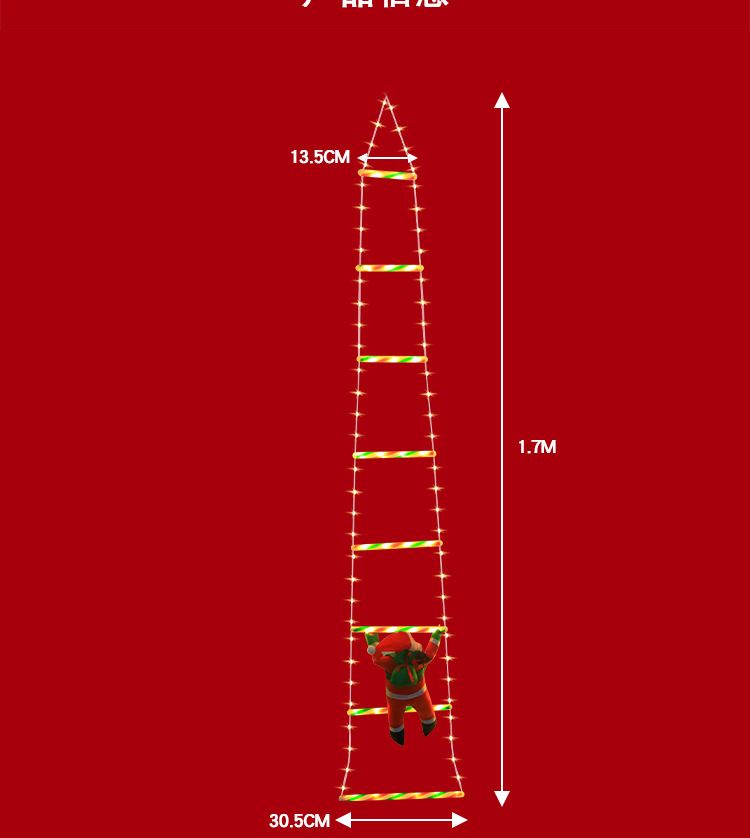 LED Christmas Santa Climbing Ladder Lights – Waterproof Holiday Decor For Windows, Walls & Trees (Warm White & Multicolor, Battery/USB Powered)_voghion.com