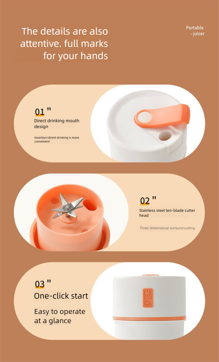 Portable Electric Juicer - Wireless Multi-Functional Fruit Extractor, Compact Household Juice Cup For Travel_voghion.com