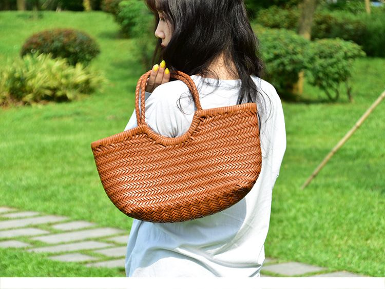 Handtaschen Damen Echtleder Schulter Weben Lässige Einkaufstasche Vintage Große Tragetasche Geldbörse Rindsleder Kreuz Handtaschen_voghion.com