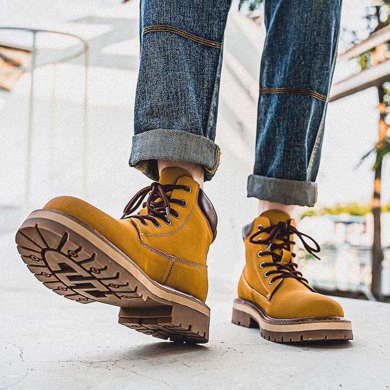 Rhubarb Boots Men's Thick-soled Heightening Desert Martin Boots High-top Men's Boots Functional Wind_voghion.com