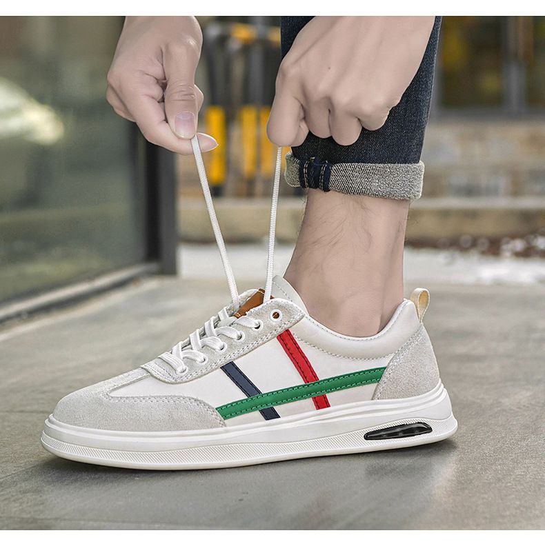 Zapatos deportivos casuales de piel para hombre, de punta redonda, estilo beatoria, para estudiantes, para correr, blancos para niños._voghion.com