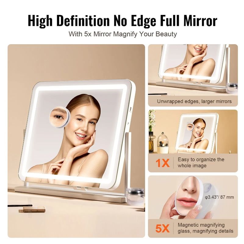 Port Color Lighted Vanity In USB Mirror Makeup W Magnification21.7x17.7 3_voghion.com