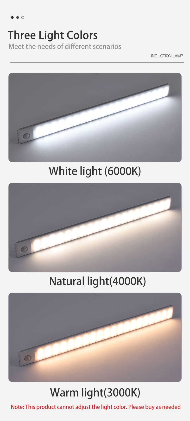 Luz noturna LED tipo C recarregável com sensor de movimento RYYD para armários de cozinha, iluminação de 10 cm/20 cm/30 cm/40 cm/50 cm_voghion.com
