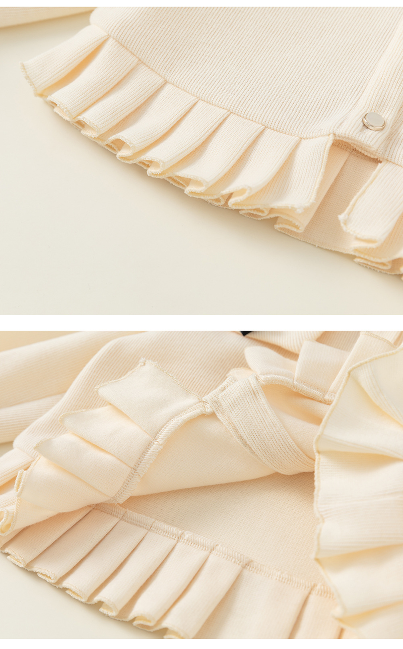 Spring And Autumn Girl Suit Small Fragrance Bow Lapel Coat Bell Bottoms Two-piece Set_voghion.com