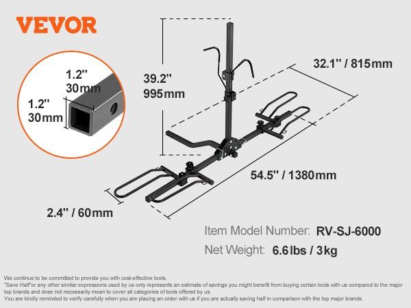 VEVOR 2-Bike Rack Hitch Mount Folding Carrier Car Truck SUV 1.25"/2" Receiver_voghion.com
