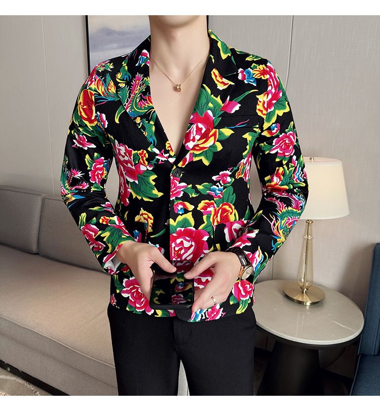 2024 Wiosna Jesień Nowa męska moda i wypoczynek Northeast Big Flower Suit Top Coat_voghion.com