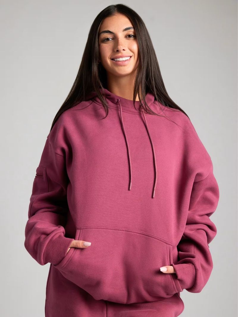 Damenbekleidung: Kapuzenpullover und Jogginghose-Set – einfarbiges Herbst-Winter-Loungewear-Zweiteiler-Outfit mit Schlafmaske_voghion.com