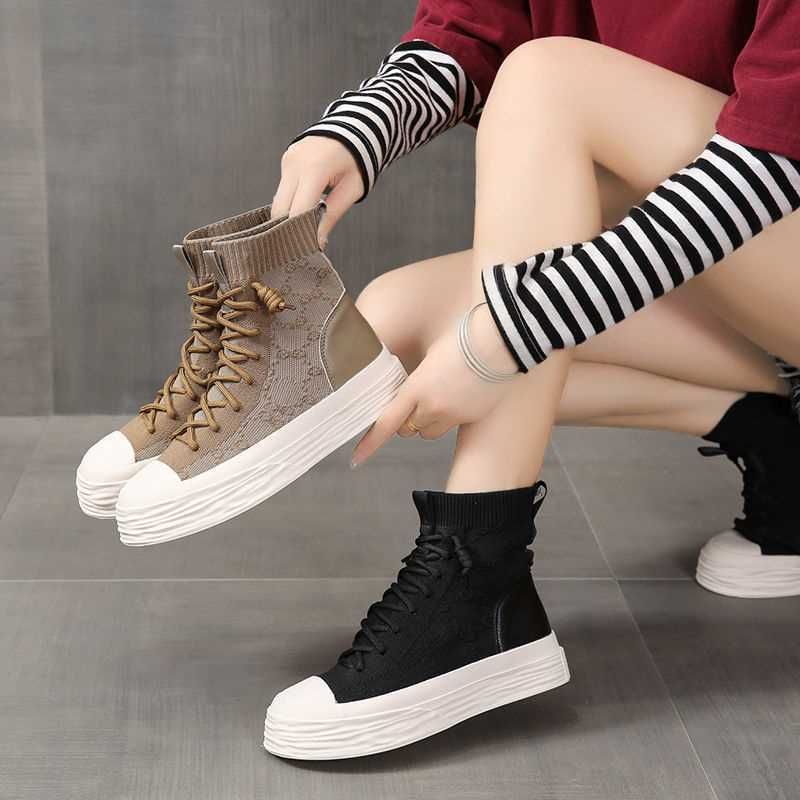 Italienische Ausverkauf Echtleder High Top Sockenschuhe Damenstiefel_voghion.com