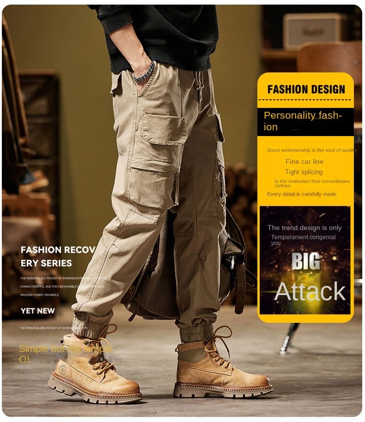 New personalized high street style tooling trousers casual trousers versatile simple fashion niche design leggings_voghion.com