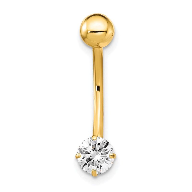 10k W/5mm Round Cz Belly Dangle_voghion.com