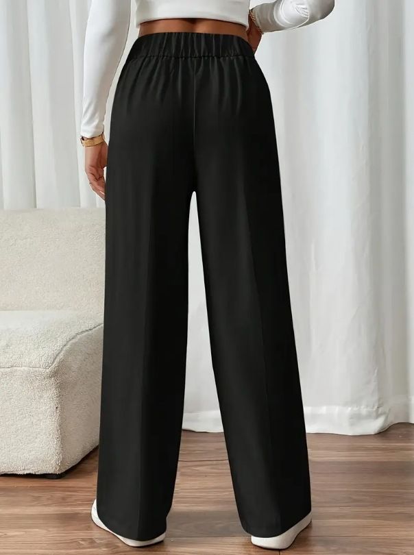 Dameskleding Drape Mopping Casual Broek Hoge Taille Broek Losse Temperament Recht Niche Ontwerp Effen Kleur Broek_voghion.com