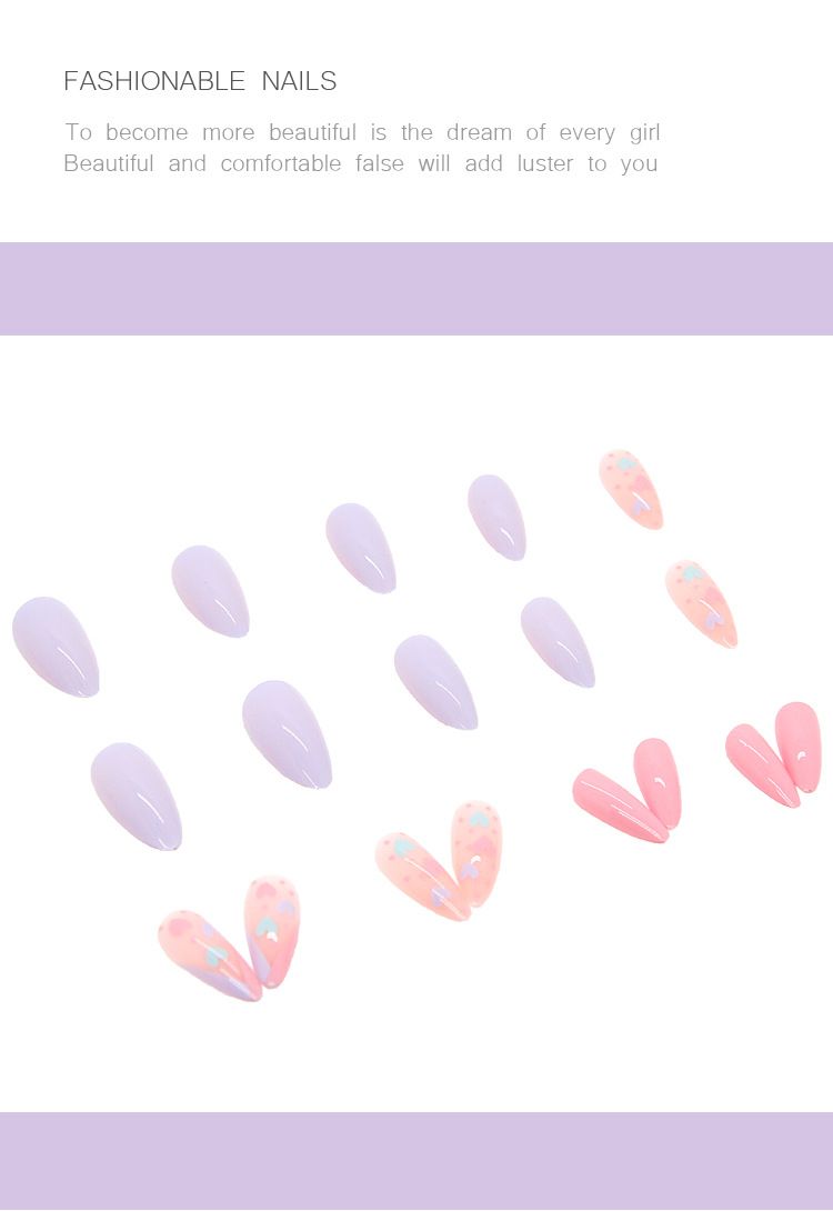 Nails Art Tragen Nagel Nagel Patch Macaron Farbe Nette Liebe Valentinstag Fertig Nagel Patch Rosa Lila Weiß_voghion.com