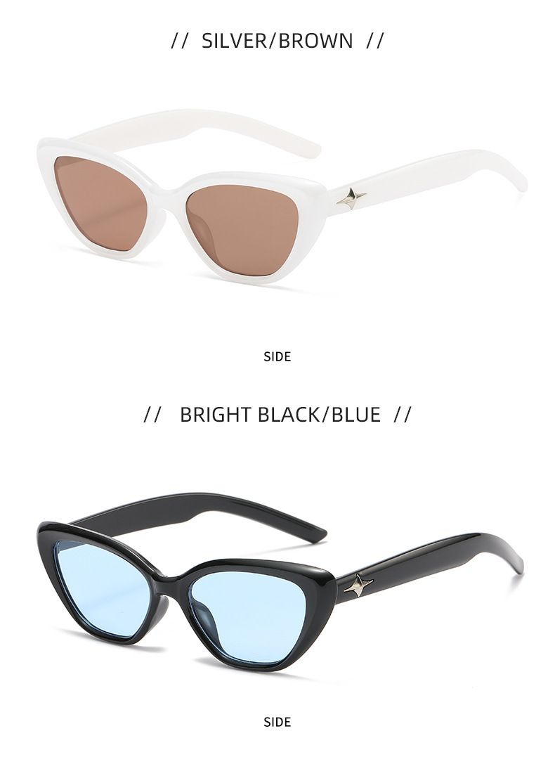 Gafas de sol retro de triángulo con forma de ojo de gato y cara pequeña para mujer, de gama alta, con montura pequeña en color negro, a prueba de sol, con forma de fotografía_voghion.com