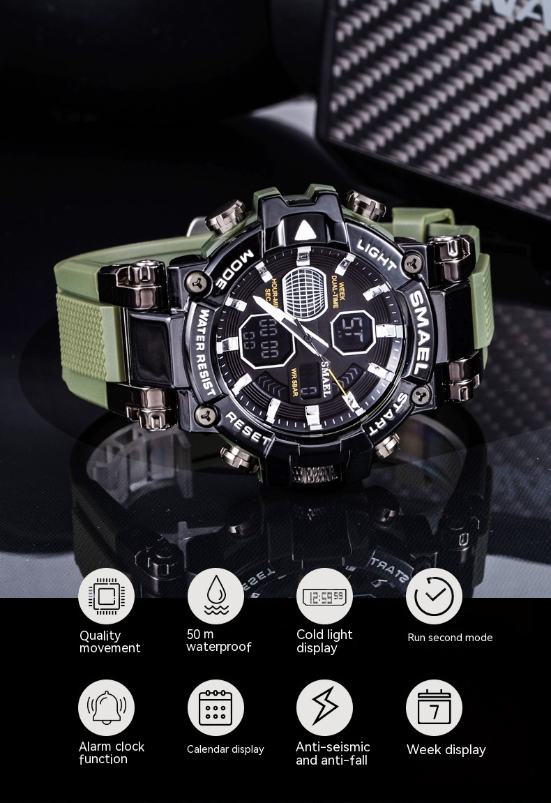 2023 neue SMAEL Schwarz Samurai Legierung Uhr männer Multifunktionale Elektronische Uhr Heißer Trend herren Uhr Business Uhr Mode_voghion.com