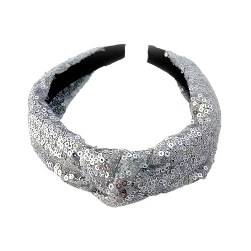 Semplice nodo, fiocco incrociato, paillettes colorate, elegante fascia per capelli in tessuto da donna_voghion.com