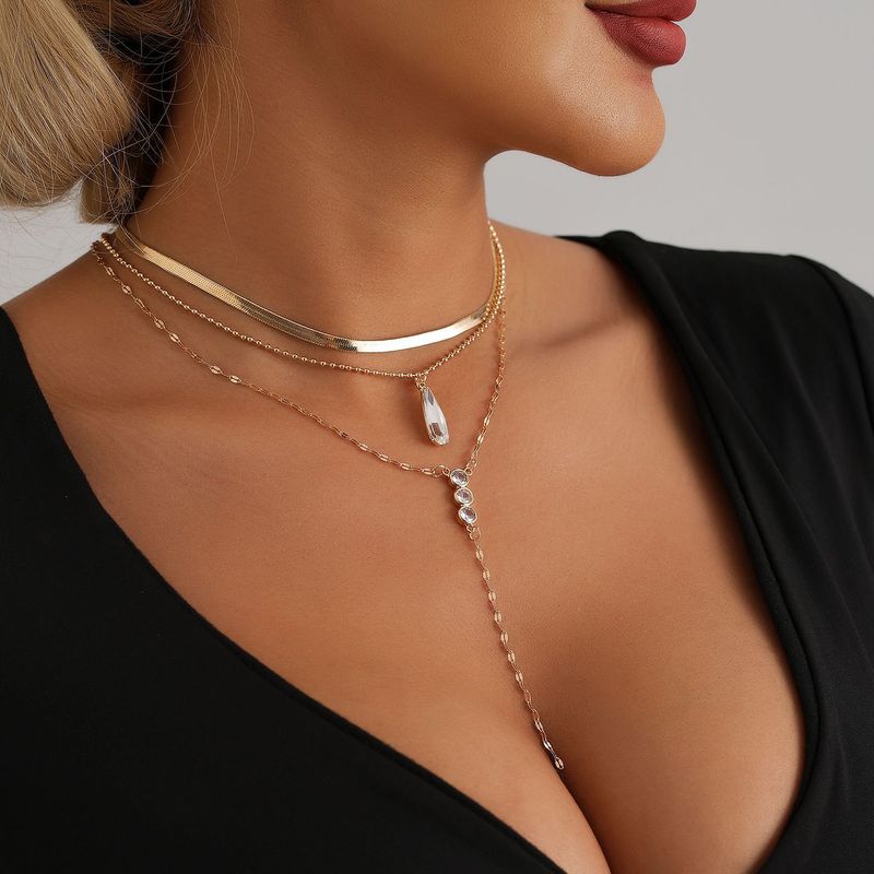 Ins Bohemian Retro Feng Shui Drop Snake Chain Collarbone Chain Personality Trend Multi-layer Necklace_voghion.com