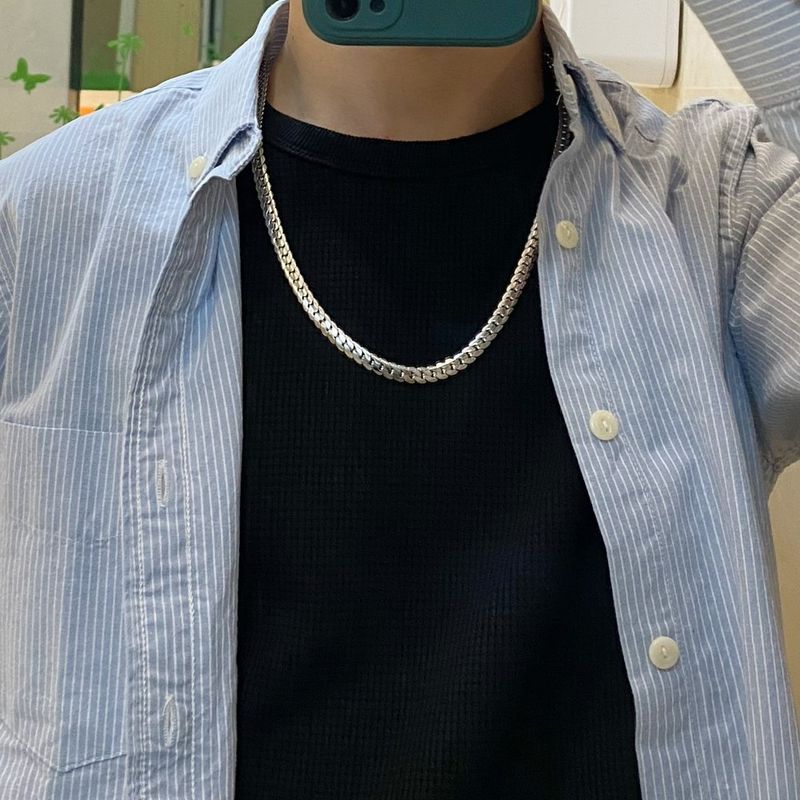 Collana in acciaio inossidabile con catena cubana, tendenza personalità NK, in titanio criptato, da uomo, hip-hop, gioielli di tendenza_voghion.com