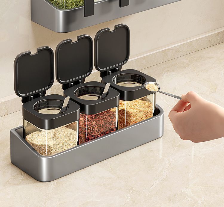 Contenitore per condimenti da cucina, da parete, da pavimento, con coperchio, contenitore per condimenti, integrato per uso domestico_voghion.com
