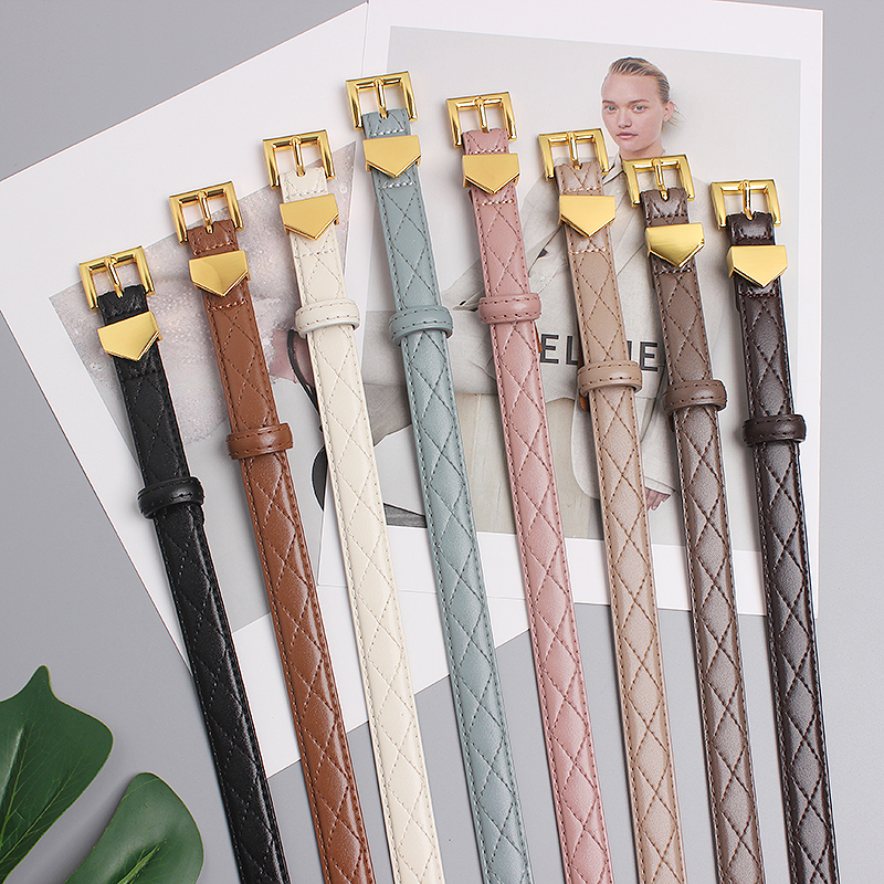 Novo žensko vsestransko okrasno krilo, pas za hlače z diamantno karirasto stisnjeno črto, majhna kvadratna zaponka, trikotnik in obroček_voghion.com