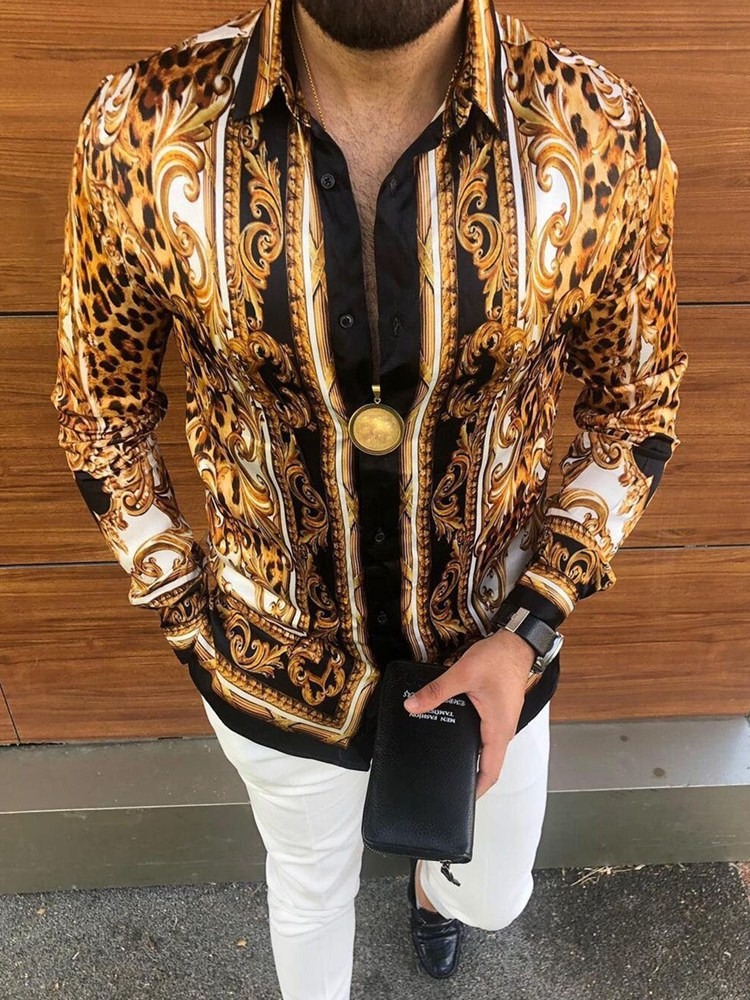 ForMen Independent Station, camicia a maniche lunghe con stampa leopardata, stile palazzo floreale, nuova collezione autunno-inverno per uomo, europea e americana_voghion.com