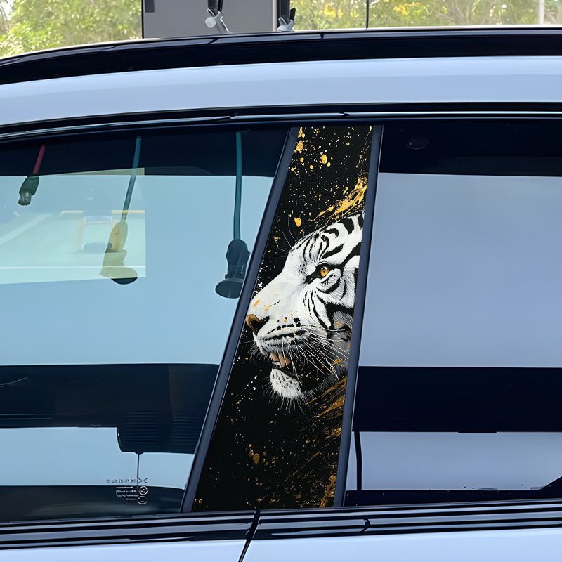 Pellicola protettiva per adesivo per montante centrale auto, motivo tigre bianca, antigraffio, decorazione creativa personalizzata_voghion.com