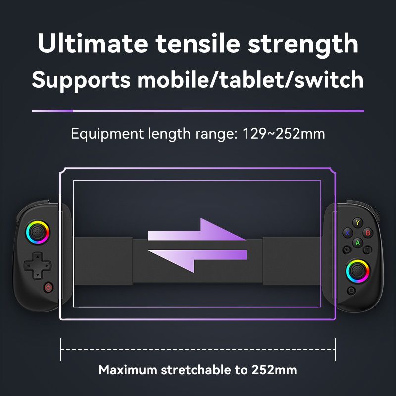 D8 Mobile Tablet Gaming Bluetooth Stretching Handle RGB Dazzling Six Axis Vibration_voghion.com