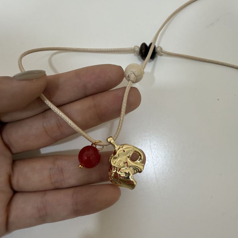 Elephant Pendant Necklace Female Hand-woven Colored Natural Stone Neck Chain Light Luxury Niche New Chinese Beaded Sweater Chain_voghion.com