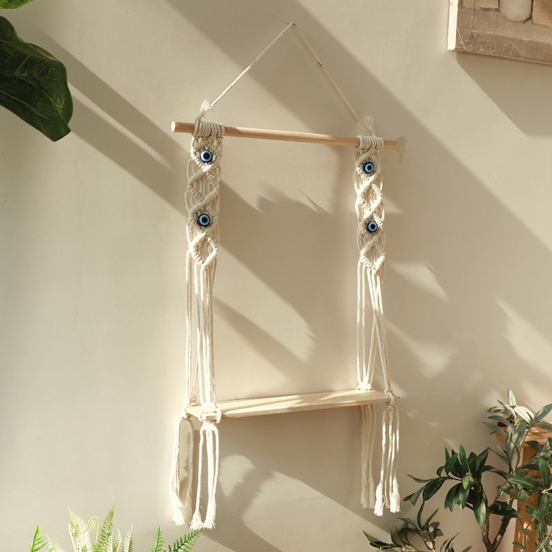 Bohemian souvenir hand-woven wooden stick flower pot rack simple home living room wall hanging_voghion.com