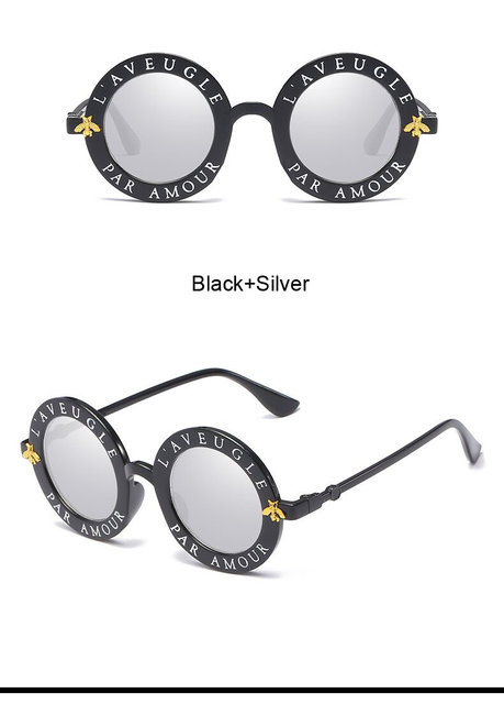 2020 New Fashion Round Frame Sunglasses Woman Vintage Sun Glasses Female Bee Design Brand Designer UV400_voghion.com