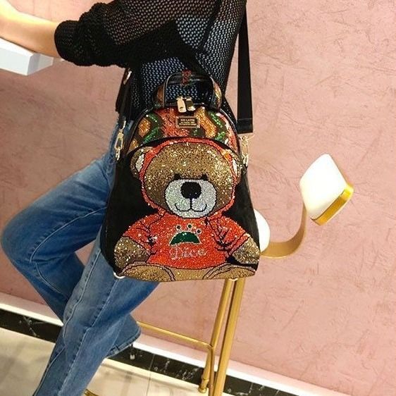 24 Autumn Winter New Style Backpack With Rhinestones, High-Quality Fashionable Large Capacity Lightweight Versatile Hot_voghion.com