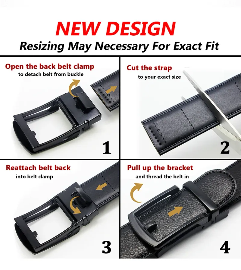 HEIßER Automatische Einstellbare Metall Schnalle Ratsche Leder Herren Gürtel Rindsleder Jeans Multicolor Gürtel für Männer Ремень Мужской_voghion.com