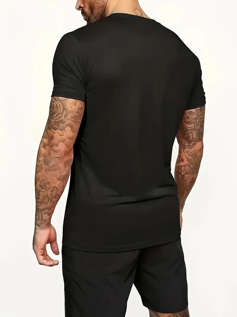 Summer Men's 2-Piece Outfit - Breathable Round Neck T-Shirt & Shorts Set | Casual Loungewear, Gym & Outdoor Sports | Lightweight Polyester_voghion.com