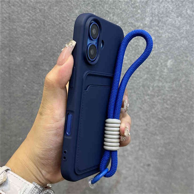 Držalo za denarnico z režo za kartice in zapestnim paščkom za telefon za iPhone 13 15 16 Pro Max 11 12 14 Plus X XS XR najlonski odbijač z vrvico_voghion.com