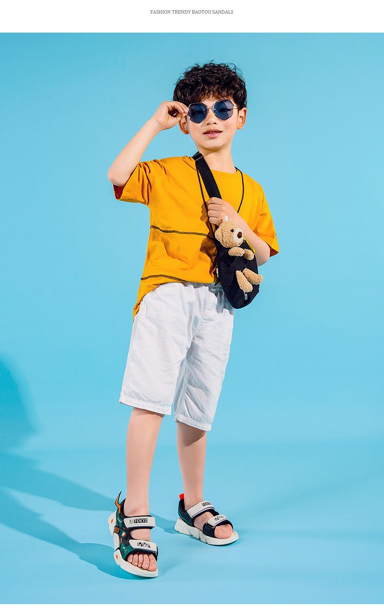 Sandalen männlich 2024 Neue Sommer hübsche mittlere und große Strand atmungsaktive Grundschule Kinderschuhe_voghion.com