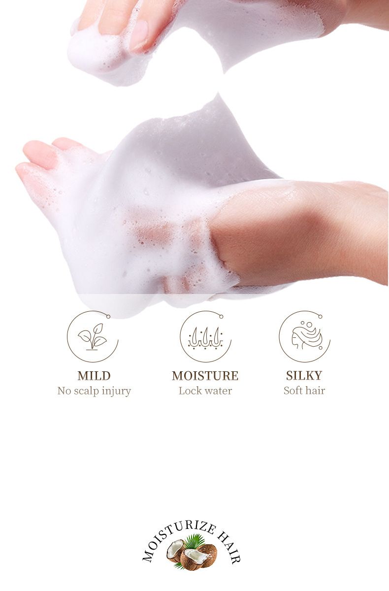 SADOER Szampon nawilżający z kokosem 500 ml, szampon i odżywka przeciwłupieżowa z aminokwasami_voghion.com