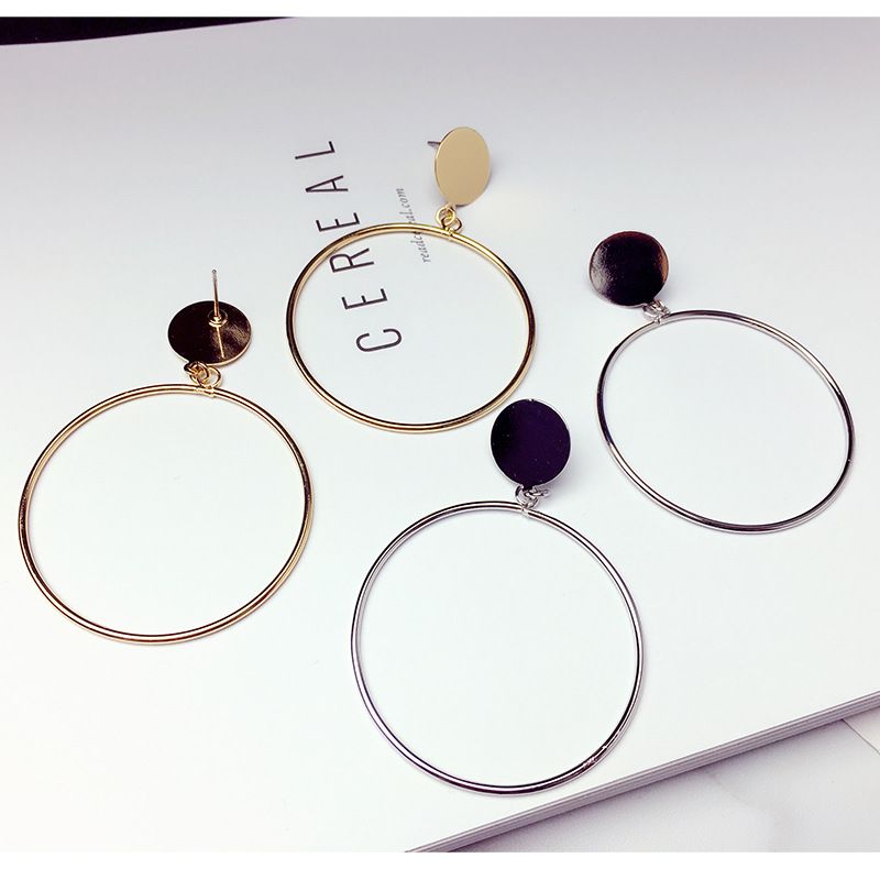 Orecchini a cerchio semplici, versatili e lisci, stile coreano, accessori per le orecchie esagerati._voghion.com