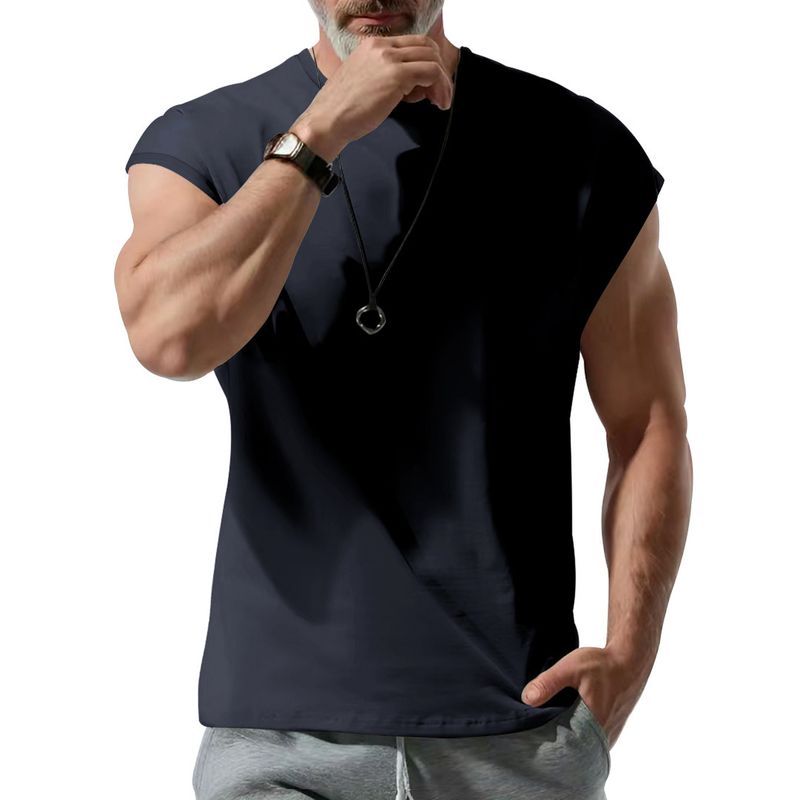 Men's Summer New Sleeveless Youth Casual Loose Solid Color Thin Vest T-Shirt For Men_voghion.com