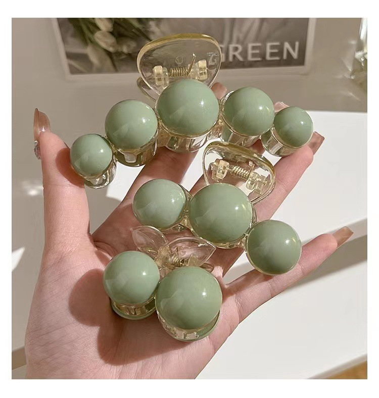Forcina coreana dal temperamento elegante, perla verde femminile, forcina grande e piccola sul retro della testa, lotto di forcine per ornamento della testa con clip di squalo_voghion.com