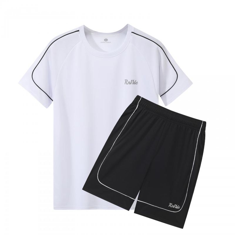 Sportstøjsæt til mænd, lavet af polyester, ultratyndt sommertøj, høj elasticitet, afslappet, hurtigtørrende, todelt herresæt_voghion.com
