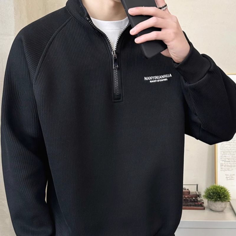 Advanced semi zip hoodie for men, new autumn/winter fashion, stand up collar long sleeved jacket, men's top_voghion.com