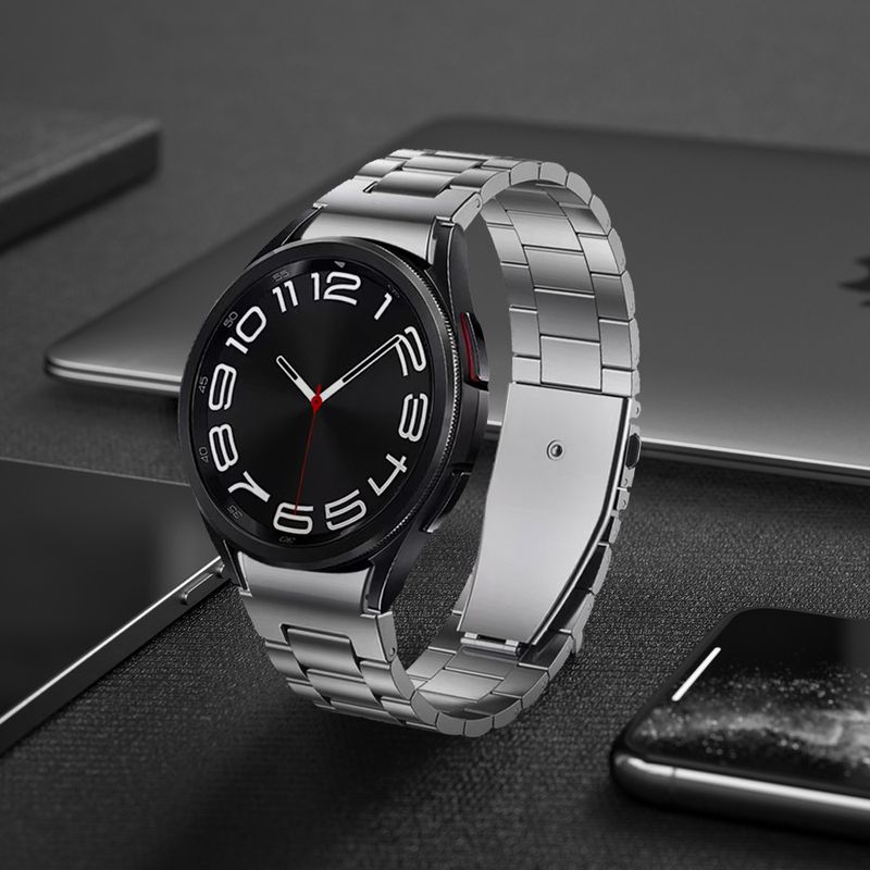 „Samsung Galaxy Watch 6 Classic“ trijų karoliukų sulankstoma sagtimi iš nerūdijančio plieno, greito atjungimo dirželis_voghion.com