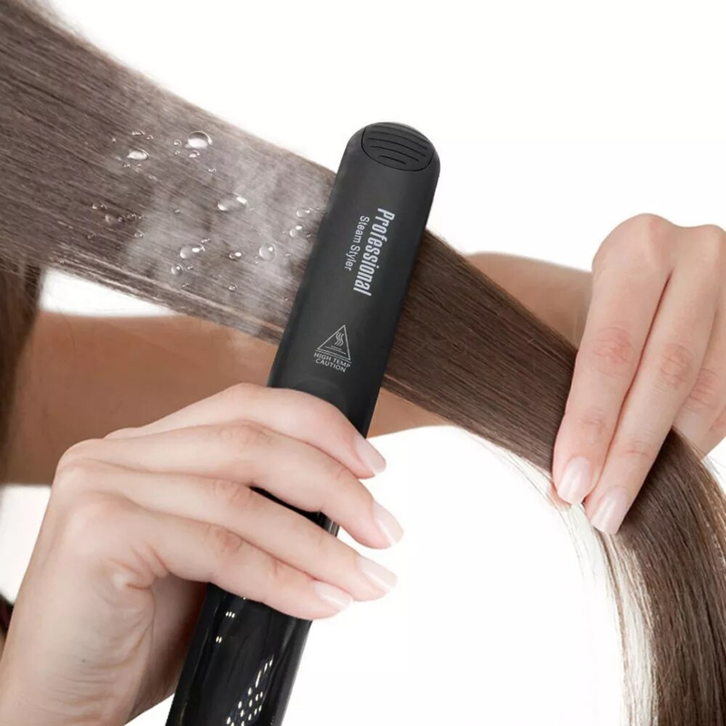 Piastra per capelli a vapore Piastra professionale a vapore in ceramica 450 ℉ Strumenti per la cura dei capelli con trattamento con olio di argan a calore rapido_voghion.com
