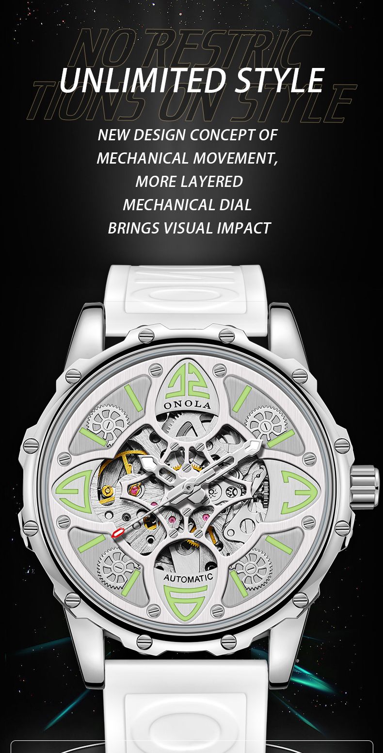 Men's Watch ONOLA Fashion High-quality Hollow Full-automatic Nical Watches Men Waterproof Silicon Tape Wristwatch_voghion.com