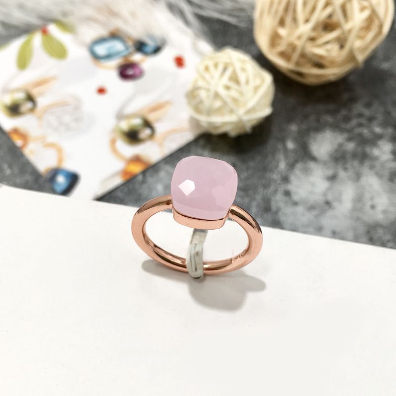 Anello geometrico sfaccettato in rame con testa di fungo in cristallo multicolore, per uomo e donna_voghion.com